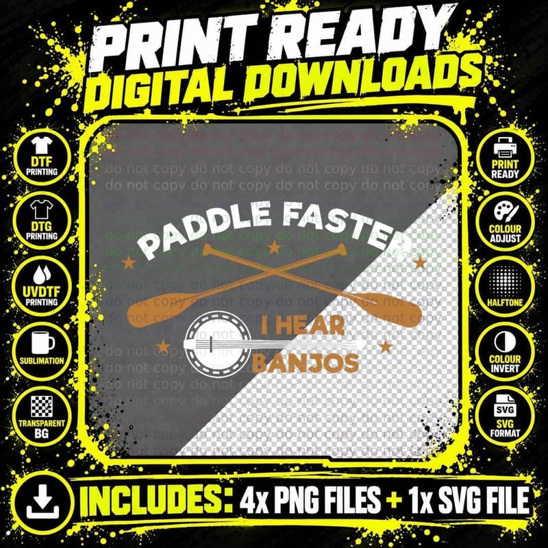 Paddle Faster, I Hear Banjos Funny Camping Png SVG Digital Bundle