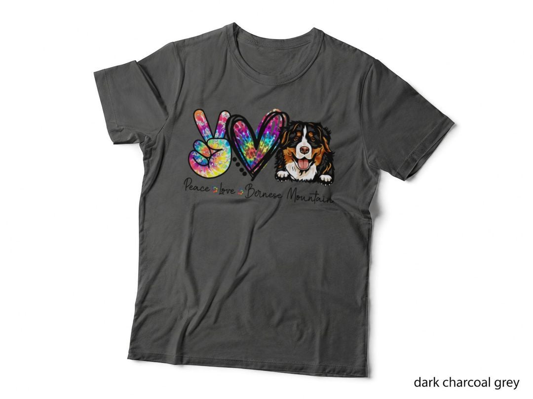 Peace Love Bernese Mountain Funny Tie Dye Dog Lovers T-Shirt