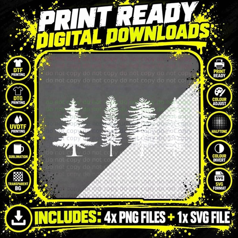 Pine Trees, Evergreen Trees, Nature Lover, Camping Png SVG Digital Bundle