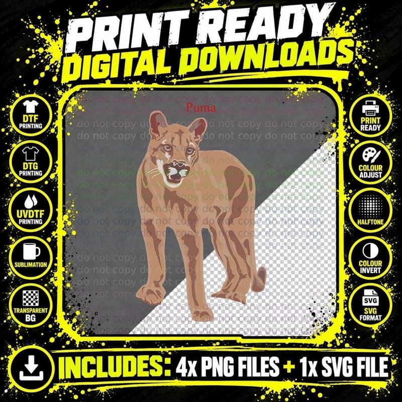 Puma Cougar T-Shirt Mountain Lion Lover Png SVG Digital Bundle