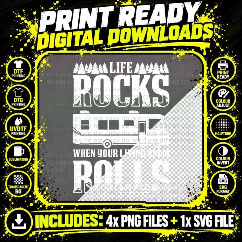 RV Camping Funny Road Trip Vacation Class a Motorhome Png SVG Digital Bundle