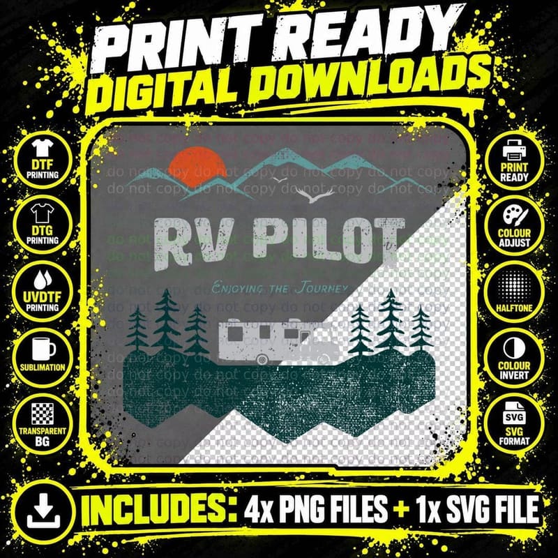 RV Pilot Camping Shirt Motorhome Travel Vacation Gift Png SVG Digital Bundle