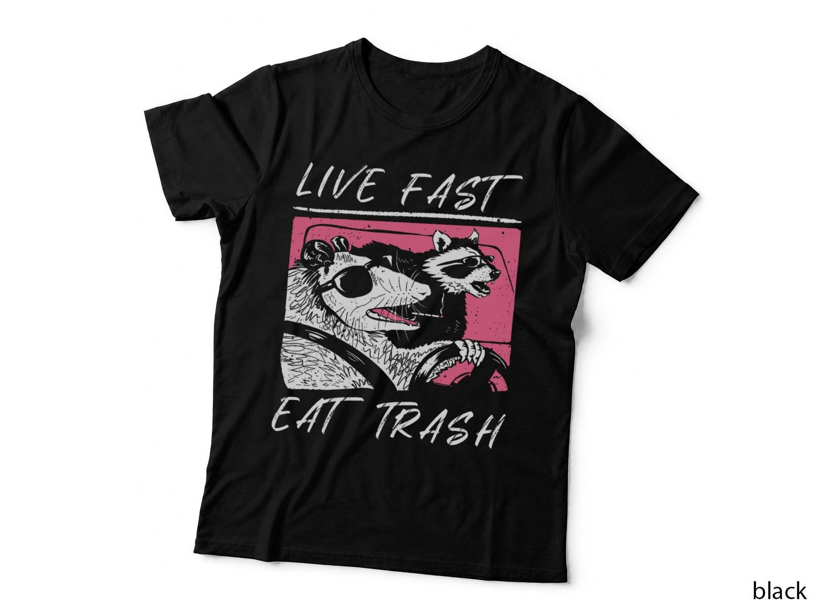 Raccoon and Possum Live Fast Eat Trash Enjoy Life Adventure T-Shirt