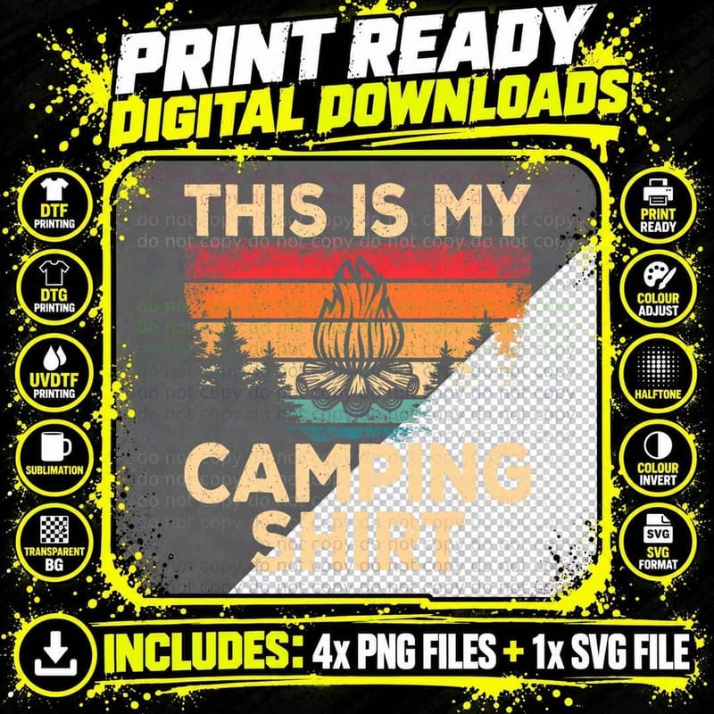 Retro Camper Outdoor Camp Outdoorlife This Is My Camping Png SVG Digital Bundle