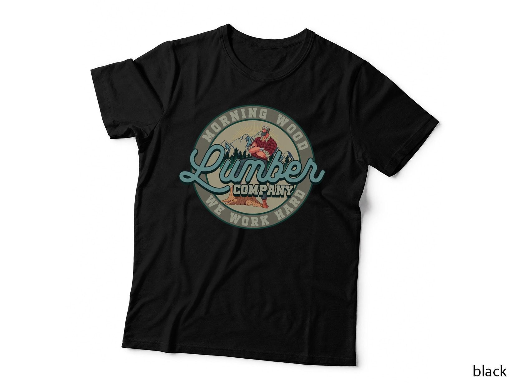 Retro Morning Wood Lumber Company Camping Woodman Gift T-Shirt
