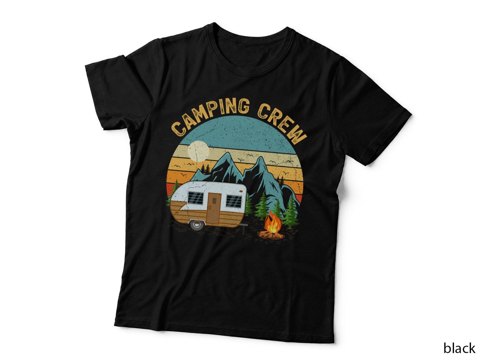 Retro Vintage Camper Camping Crew T-Shirt