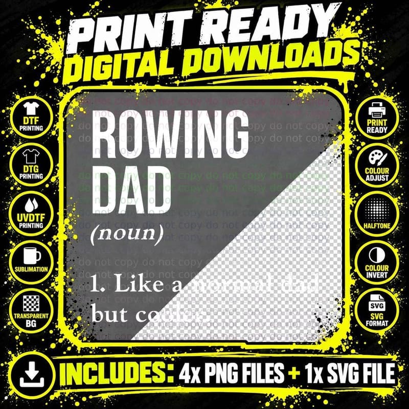 Rowing Dad Noun Like a Normal Dad but Cooler Paddling Png SVG Digital Bundle