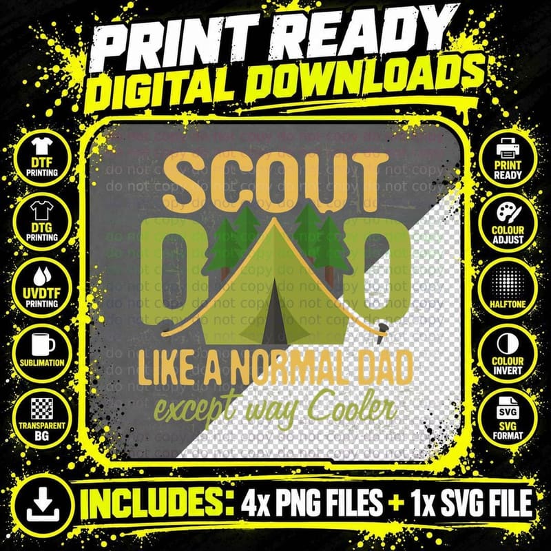 Scout Dad T Shirt Cub Leader Boy Camping Scouting Troop Png SVG Digital Bundle