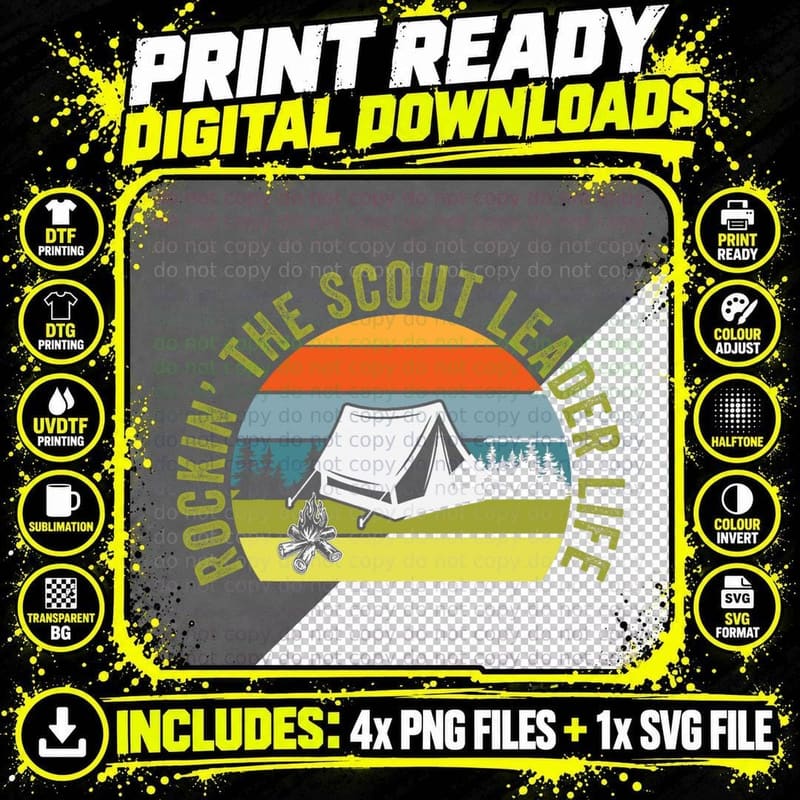 Scout Leader Funny Scout Camping Shirt T-Shirt Png SVG Digital Bundle