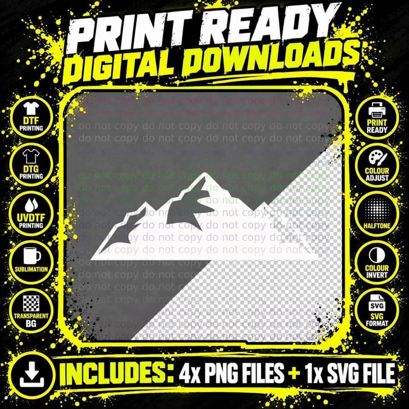 Simple Mountain Silhouette Outdoor T-Shirt Png SVG Digital Bundle