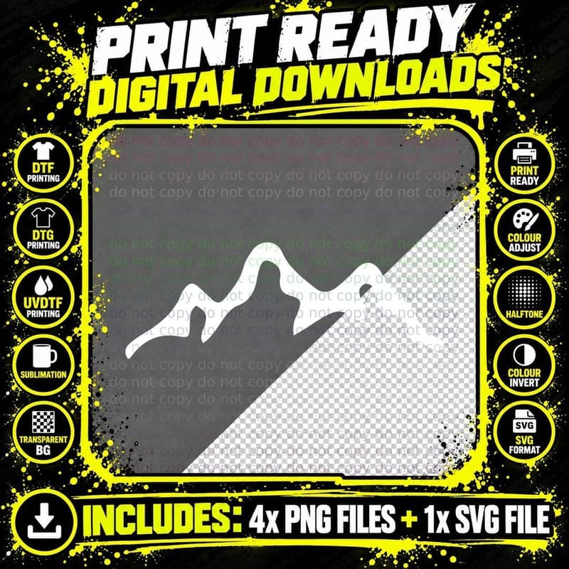 Single Mountain Peak Minimal Design Outdoor T-Shirt Png SVG Digital Bundle