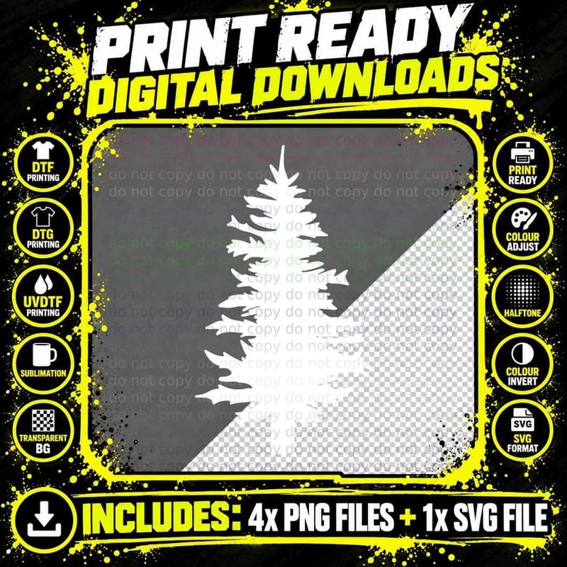 Single Scraggly Evergreen Outdoor T-Shirt Png SVG Digital Bundle