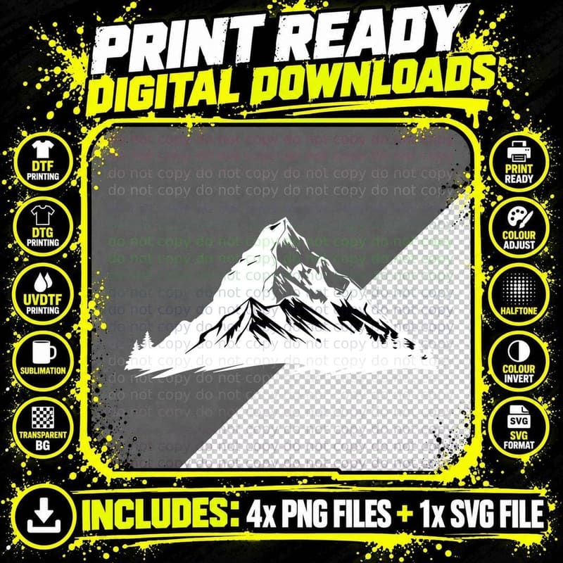 Snow Mountain Peak Landscape Outdoor T-Shirt Png SVG Digital Bundle