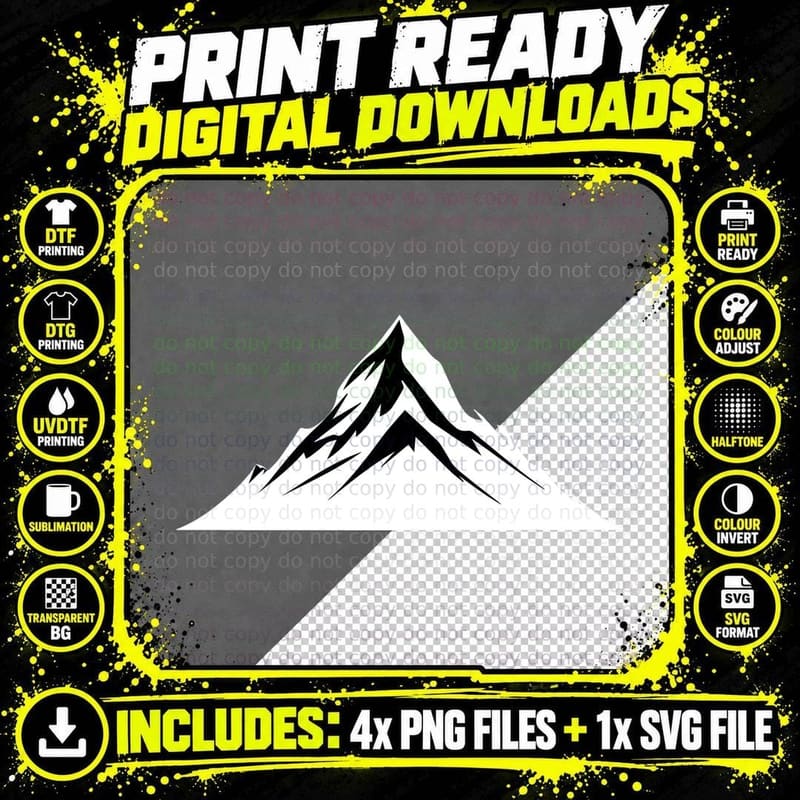 Snow-Capped Mountain White Outdoor T-Shirt Png SVG Digital Bundle