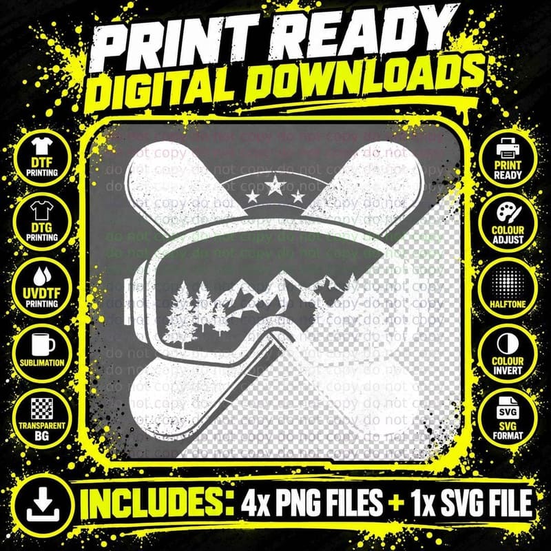 Snowboard - Winter Sports Snowboarding Gift Pullover Png SVG Digital Bundle