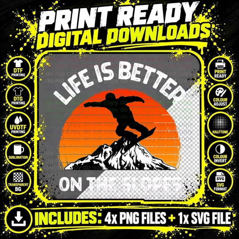 Snowboarding Fun Snowboarder T-Shirt Png SVG Digital Bundle