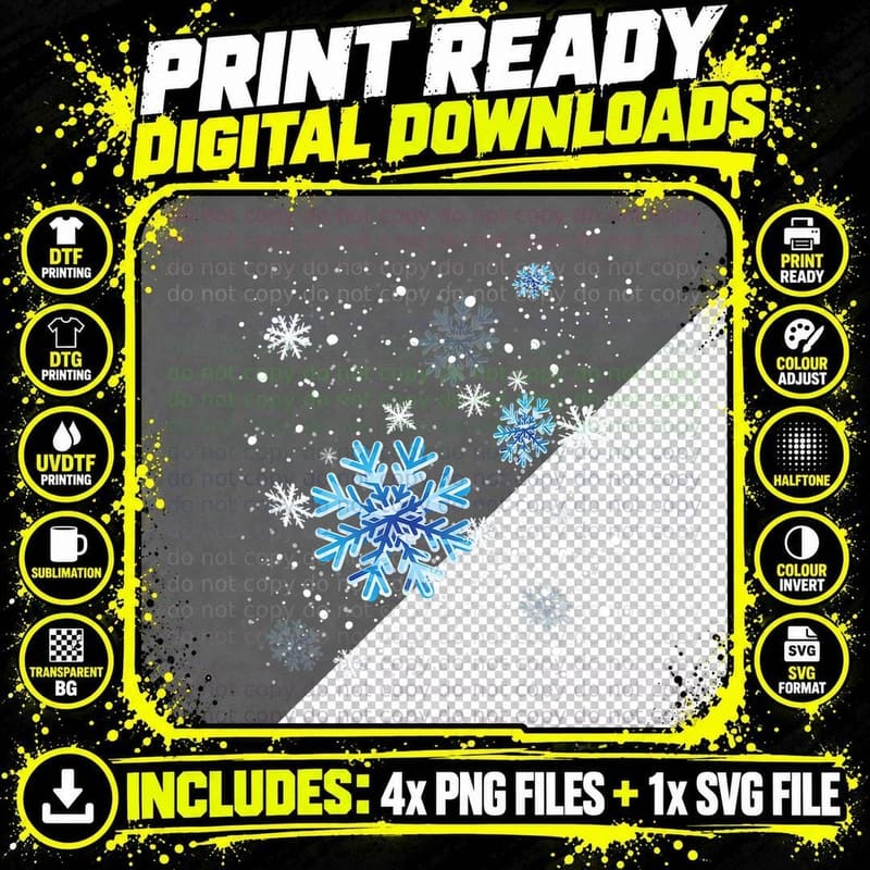 Snowflakes Winter Shirt - Gift for Ski and Snowboard Png SVG Digital Bundle