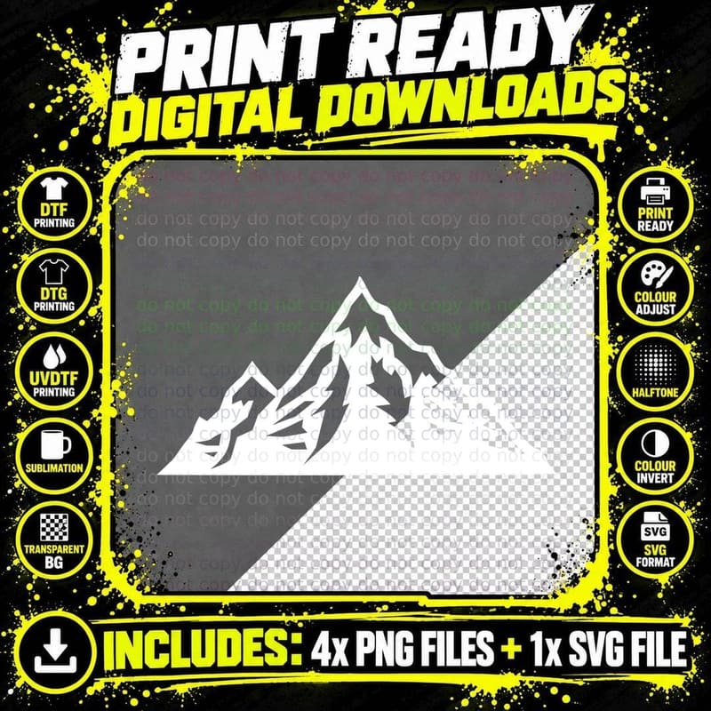 Snowy Mountain Detailed Outdoor T-Shirt Png SVG Digital Bundle