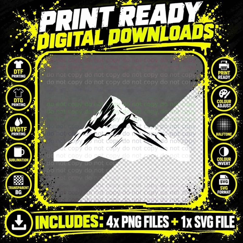 Snowy Mountain with Detail Outdoor T-Shirt Png SVG Digital Bundle