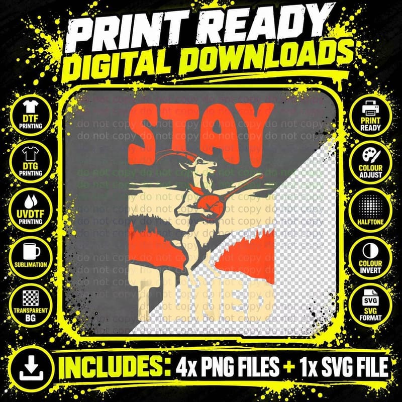 Stay Tuned Mountain Goat Banjo Music Bluegrass Trail Png SVG Digital Bundle