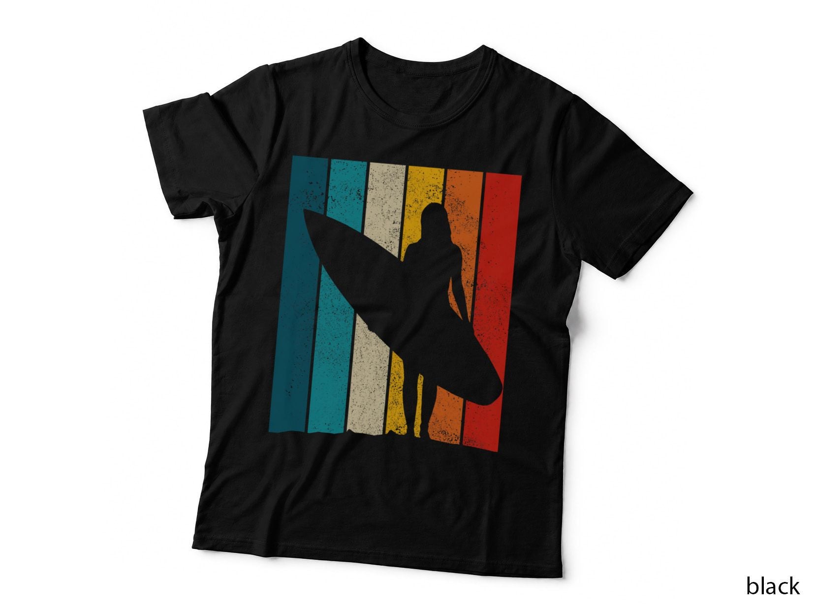 Surfer Girl Vintage Surf Beach Surfing Wave Riding Gift T-Shirt