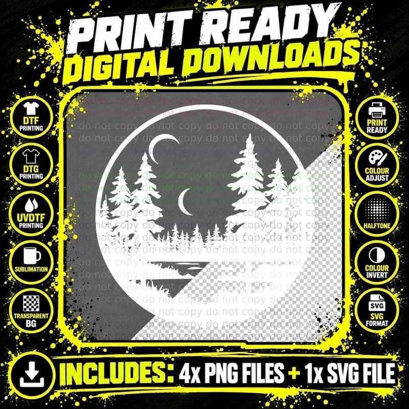 Tall Pine Forest Trees Landscape Outdoor T-Shirt Png SVG Digital Bundle