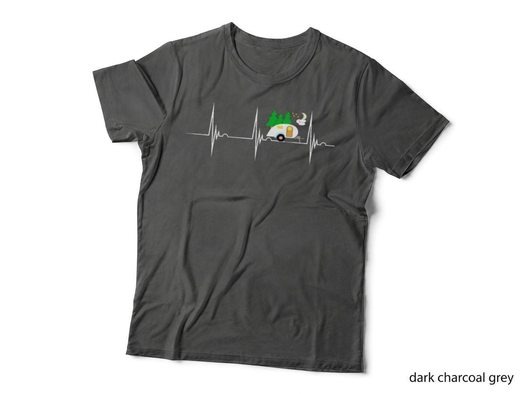 Teardrop Trailer Heartbeat Camping Pulse Line EKG RV T-Shirt
