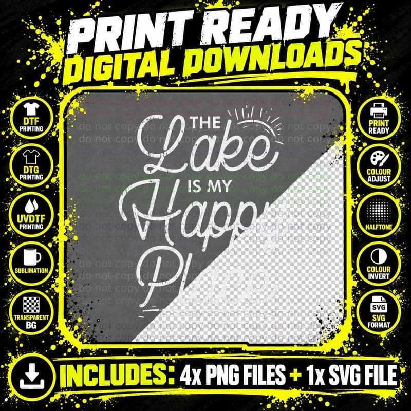 The Lake Is My Happy Place Funny Camping Lover Traveler Png SVG Digital Bundle