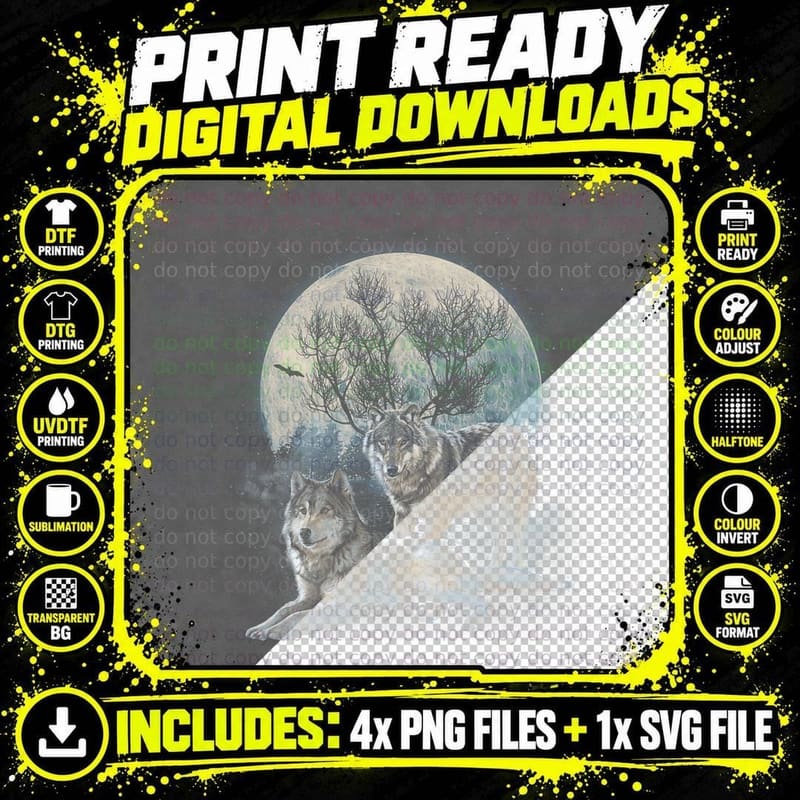 The Mountain Wolf Native American Wolf Wolves Lover Png SVG Digital Bundle