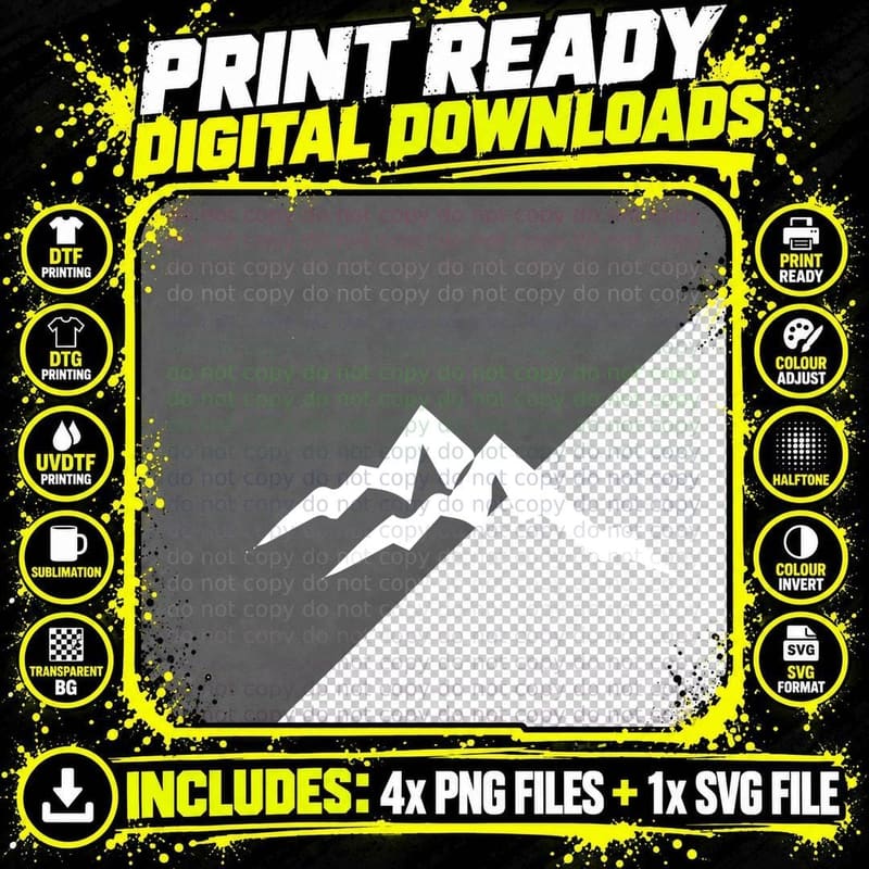 Three Mountains with Zigzag Ridges Outdoor T-Shirt Png SVG Digital Bundle