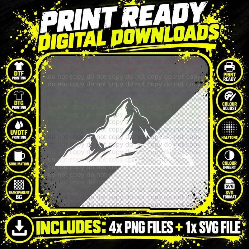 Three Snow-Capped Peaks Outdoor T-Shirt Png SVG Digital Bundle