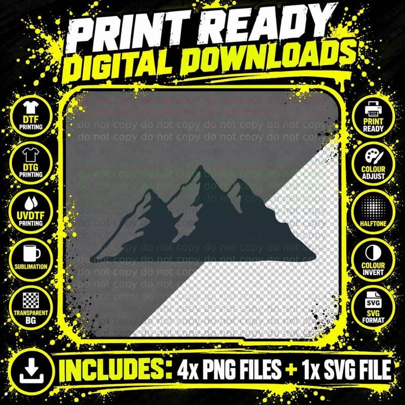 Three Steep Alpine Peaks with Snow Outdoor T-Shirt Png SVG Digital Bundle