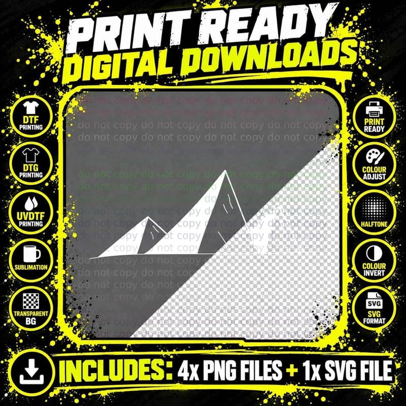Three Triangular Mountain Peaks Outdoor T-Shirt Png SVG Digital Bundle