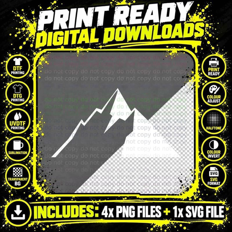 Two Mountain Peaks Angular Outdoor T-Shirt Png SVG Digital Bundle