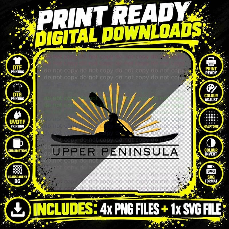 UPPER Peninsula Kayak Souvenir Love Kayaking UP 906 Png SVG Digital Bundle