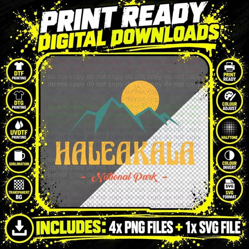 US Adventure Vintage Haleakala National Park Souvenirs Png SVG Digital Bundle