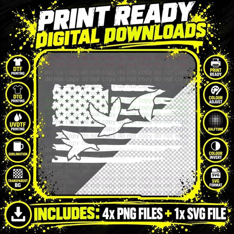 US Flag with Eagles Outdoor T-Shirt Png SVG Digital Bundle