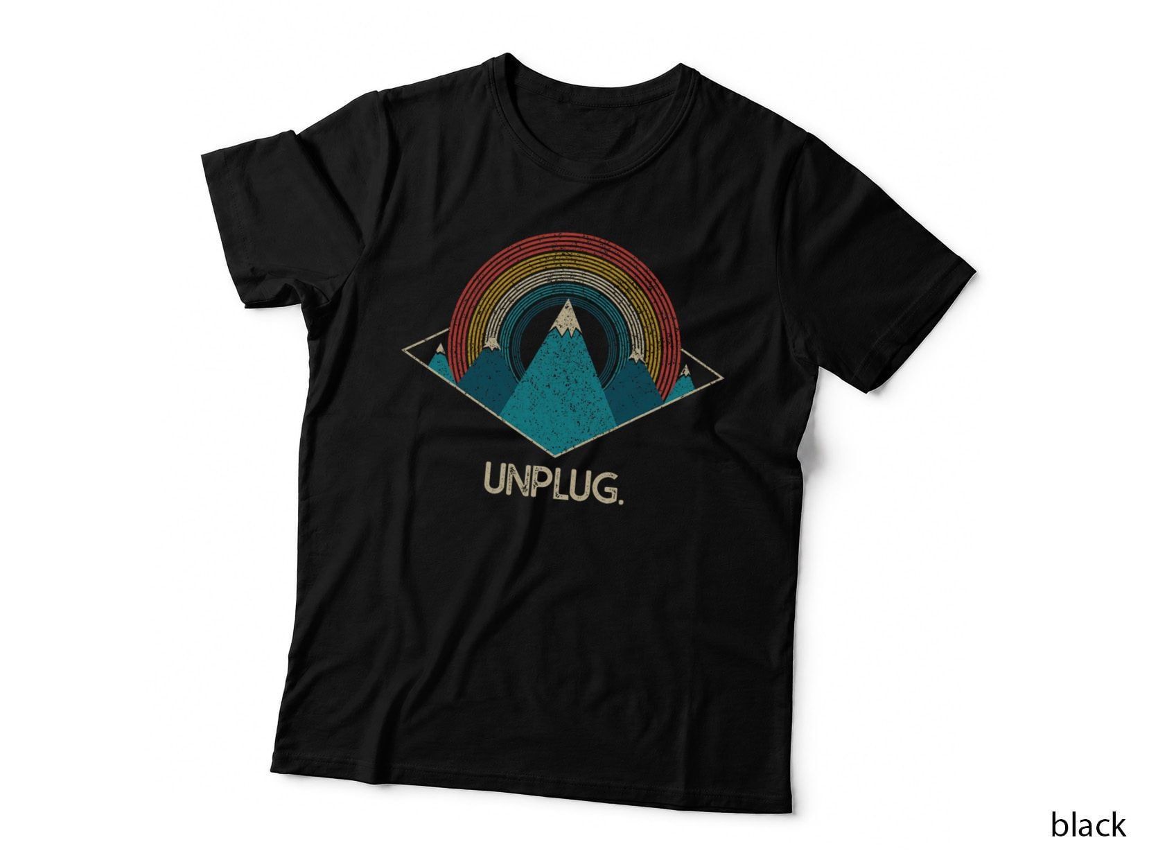 Unplug Vintage Mountains Nature Hiking Camping Outdoor T-Shirt