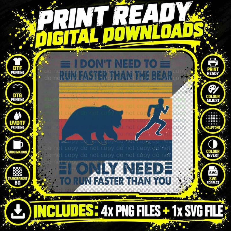 Vintage Bear Attack Joke for Hiking Camping Lover Camper Png SVG Digital Bundle