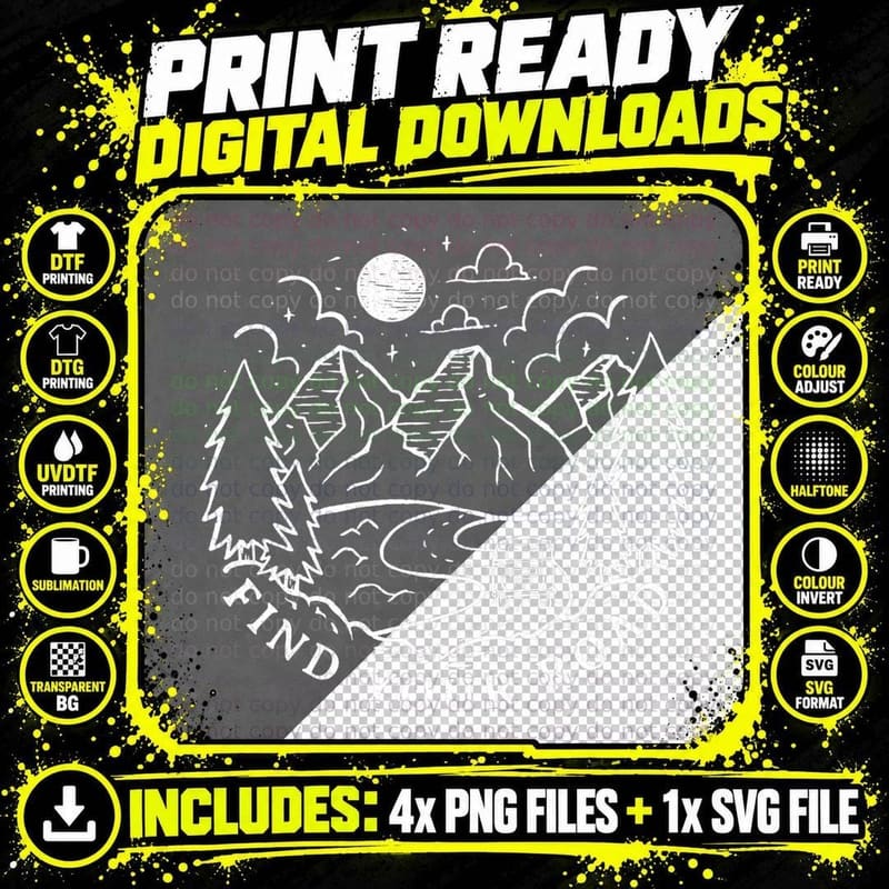Vintage Retro Find Your Road Boho Peace Hippie Camping Png SVG Digital Bundle