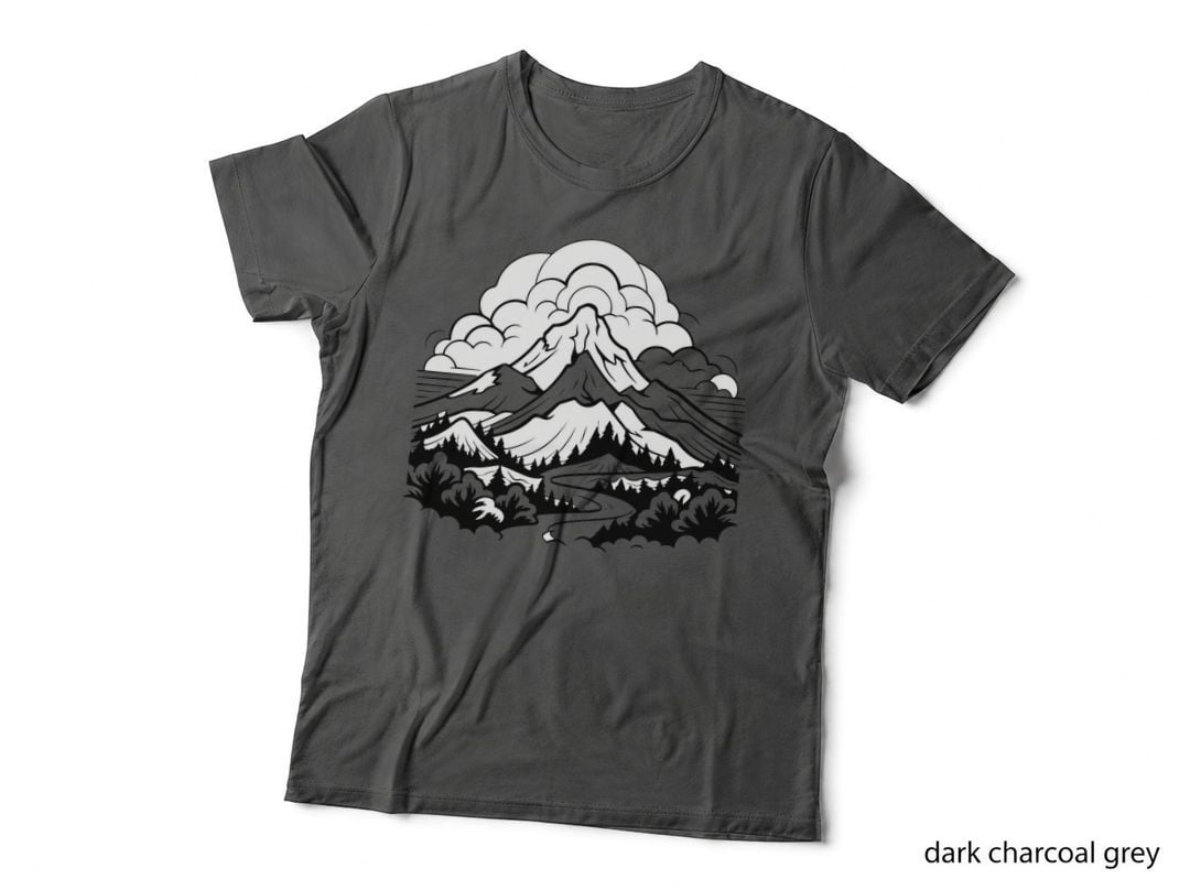 Volcano Mountain Layered Scene Outdoor T-Shirt, Nature Adventure Graphic Tee