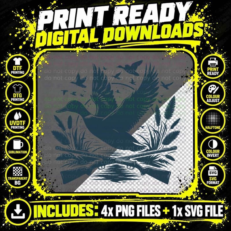 Waterfowl Hunting with Gun Rifle Outdoor T-Shirt Png SVG Digital Bundle