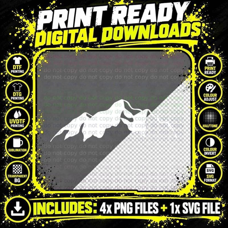 Wavy Rolling Mountain Silhouette Outdoor T-Shirt Png SVG Digital Bundle