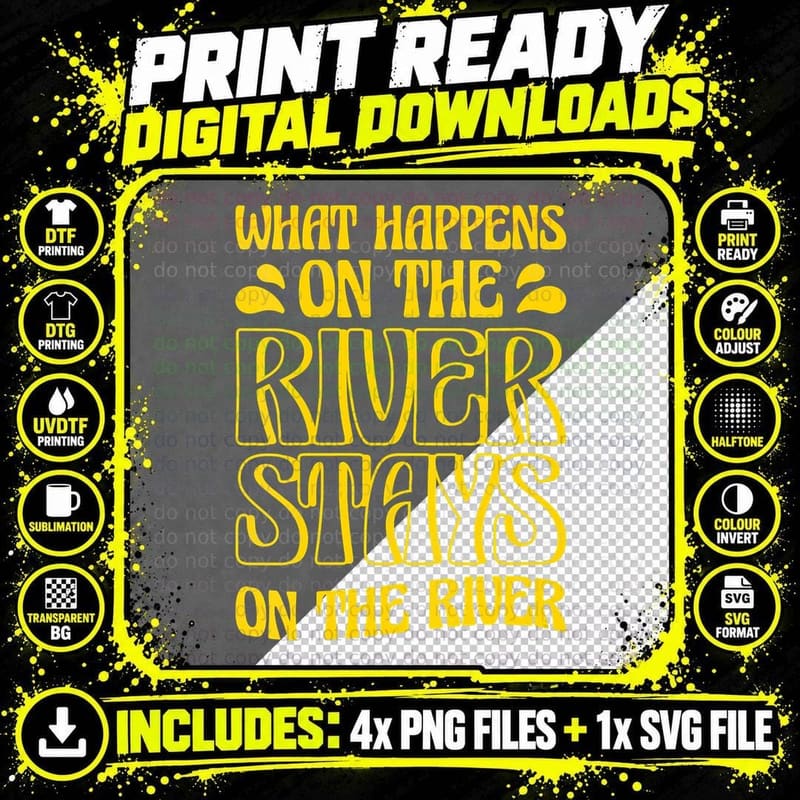 What Happens on the River Stays Kayak Water Sports Png SVG Digital Bundle