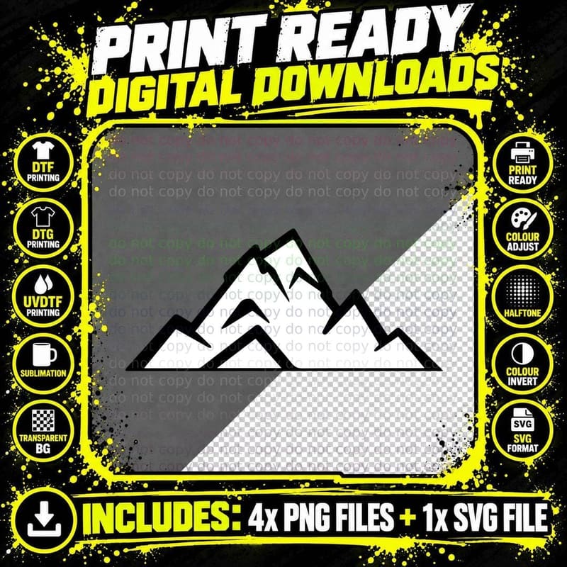 White Mountain Peaks Outline Outdoor T-Shirt Png SVG Digital Bundle
