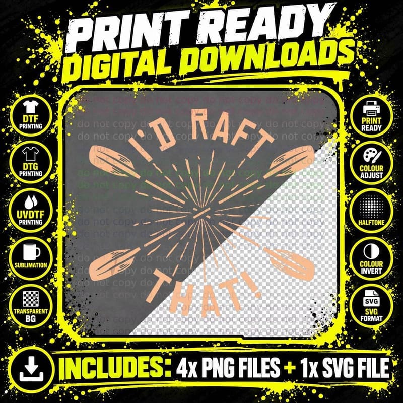 White Water Rafting T-Shirt, Adventure Paddle Print Png SVG Digital Bundle