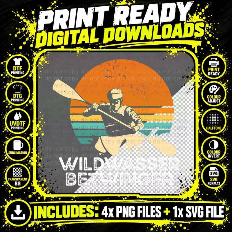 Whitewater Conqueror Kayak Driver Canoe T-Shirt Png SVG Digital Bundle