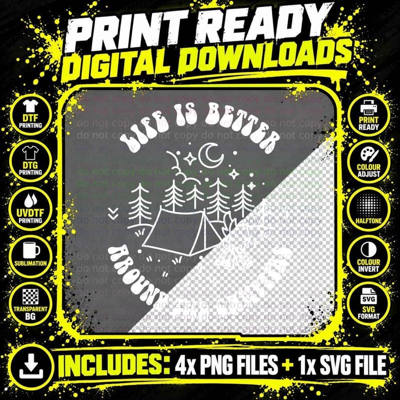 Wild Is Better Around the Campfire T-Shirt Png SVG Digital Bundle