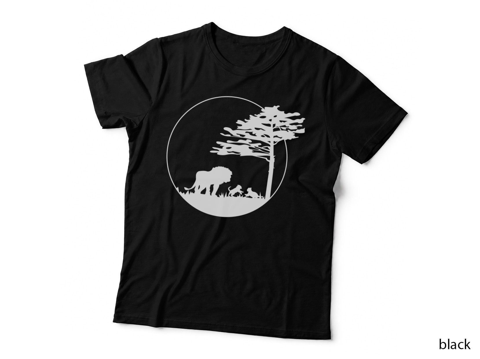 Wildlife Tree Moon Circle Outdoor T-Shirt, Nature Adventure Graphic Tee