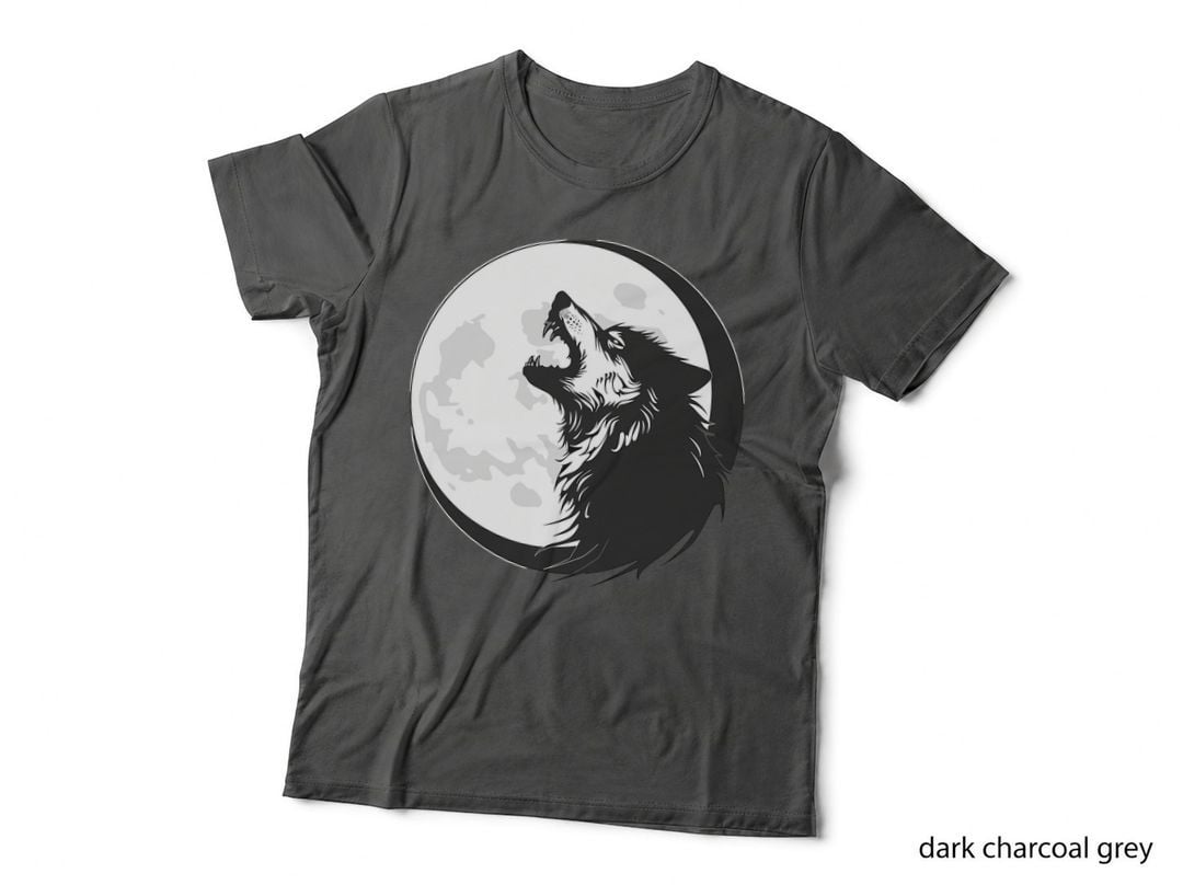 Wolf Head Moon Crescent Outdoor T-Shirt, Nature Adventure Graphic Tee